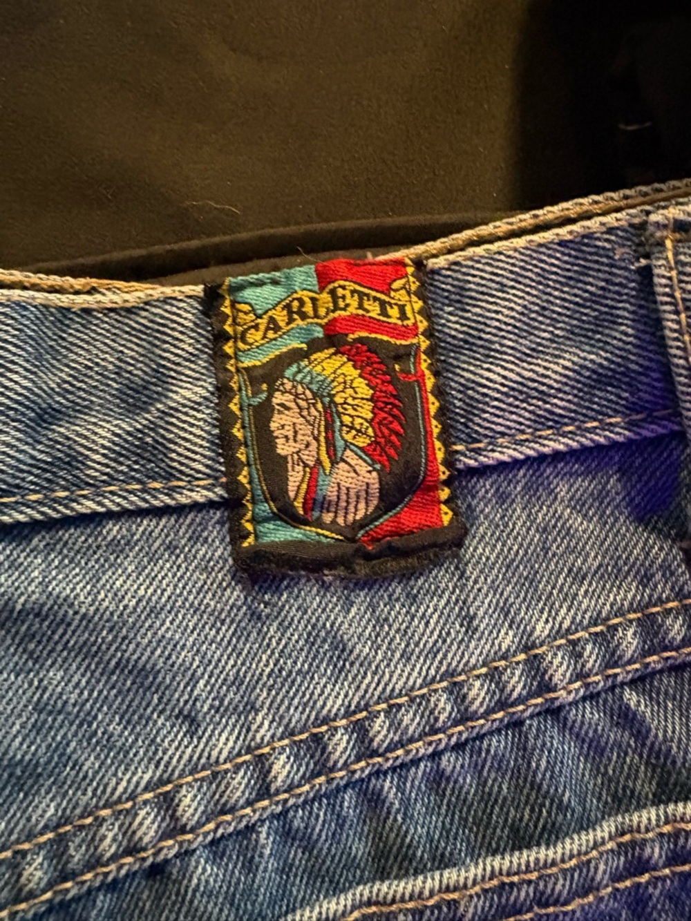 Vintage Carletti High-Waist Studded Denim Shorts - Blue - Picture 5 of 5
